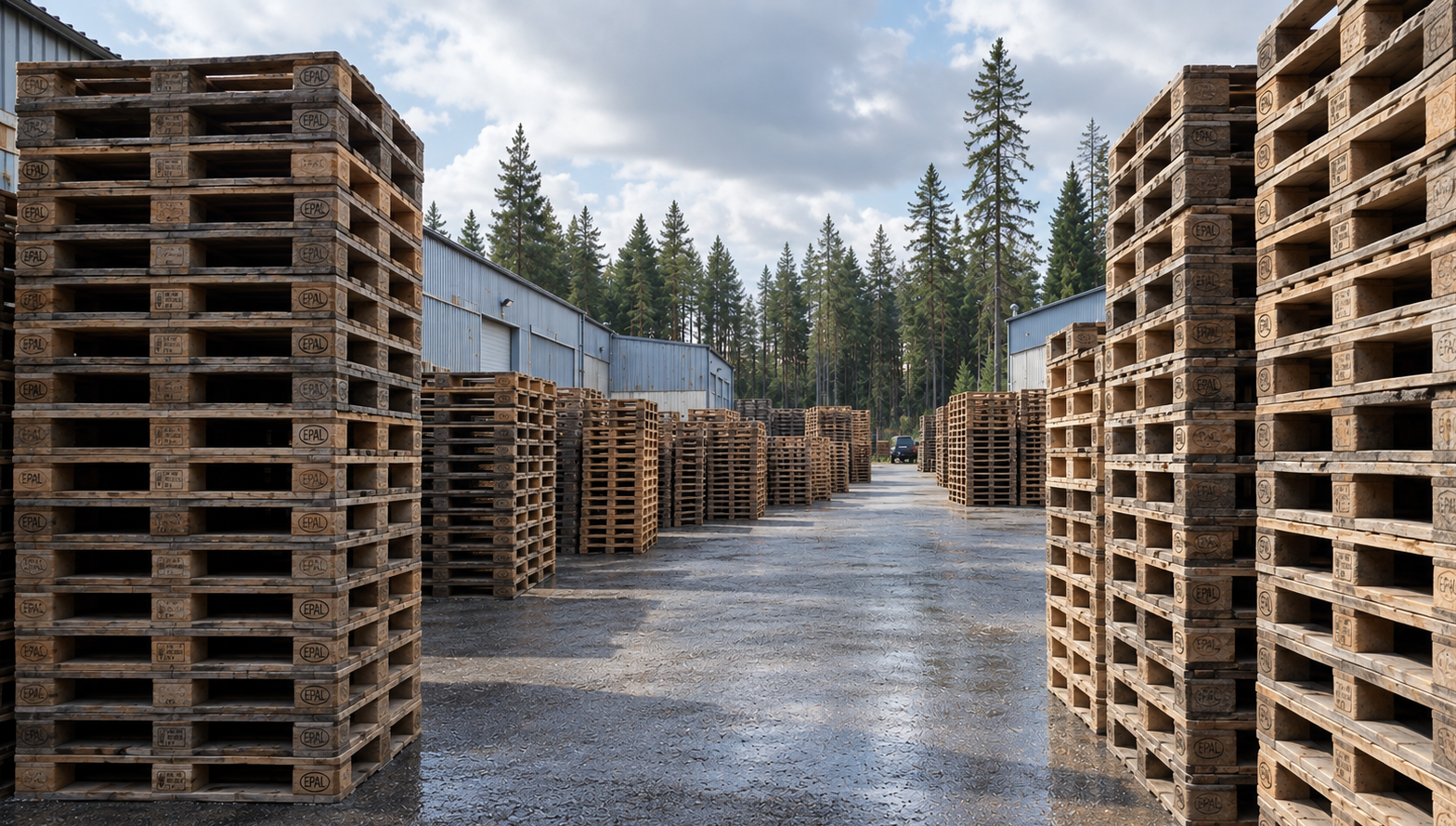 Lavoja logistiikkaterminaalin pihassa